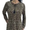 Ladies Printed Blouse, Soft Knit Cotton, Tiger Design, Long Sleeve