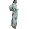 Floral Chiffon A-Line Cocktail Dress with Belt - Cream