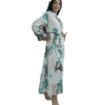 Floral Chiffon A-Line Cocktail Dress with Belt - Cream