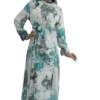 Floral Chiffon A-Line Cocktail Dress with Belt - Cream
