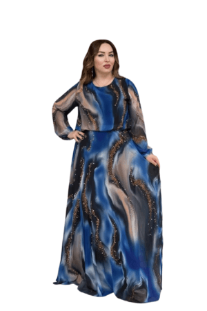 Long Dress with Gold Stones and Mixed Colors