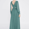 Long Sleeve Maxi Chiffon Wedding Guest Dress
