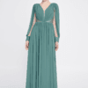 Long Sleeve Maxi Chiffon Wedding Guest Dress