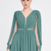 Long Sleeve Maxi Chiffon Wedding Guest Dress