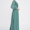 Long Sleeve Maxi Chiffon Wedding Guest Dress