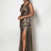 Midnight Luxe: Grey Ribbon and Crystal Cocktail Dress