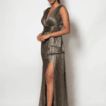 Midnight Luxe: Grey Ribbon and Crystal Cocktail Dress