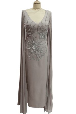 Golden Blossom: Floral Embroidered Maxi Dress