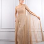 ED-0011_1 Golden Rose: One-Shoulder Glitter Gown