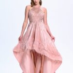 Noir Siren: Front Stone Embellished Evening Dress