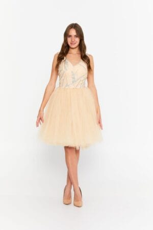 Celestial Charm: Sleeveless Tulle A-Line Prom Dress