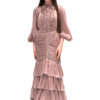 Rose Goddess: Belted Chiffon Skirt Dress
