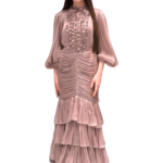 ED-0034_1 Rose Goddess: Belted Chiffon Skirt Dress