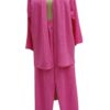 Ladies Long Shirt and Trousers 2-Piece Set - Netted Material - Solid Pink