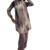 Collar Long Blouse and Trouser Set - Printed Long Sleeve Buttons