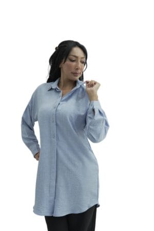 Collar Stone Style Long Tunic and Sleeve - Sky Blue