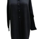 Collar Stone Style Long Tunic and Sleeve - Solid Black